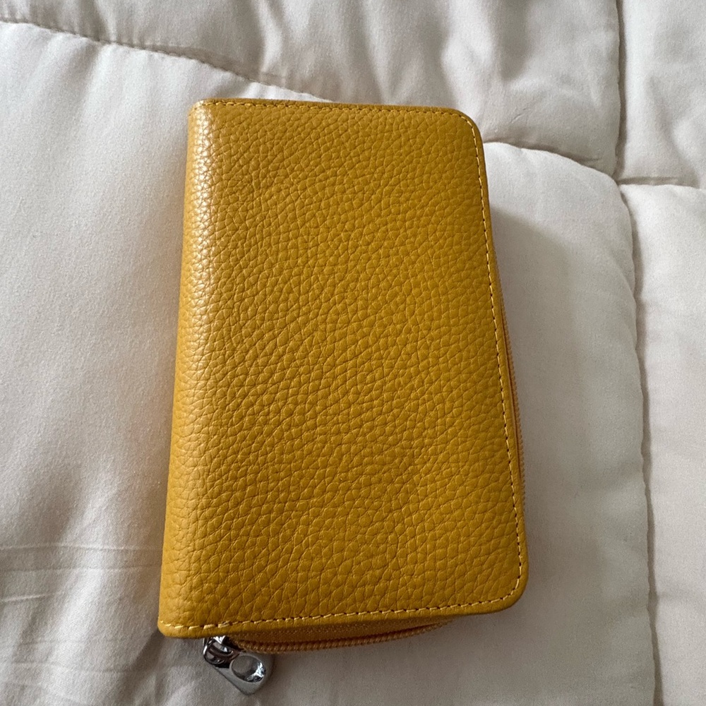 Yellow Textured Italian Leather Wallet